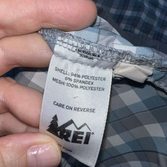REI Button Up Shirt Mens Large Blue Check Short Sleeve - Picture 4 of 4